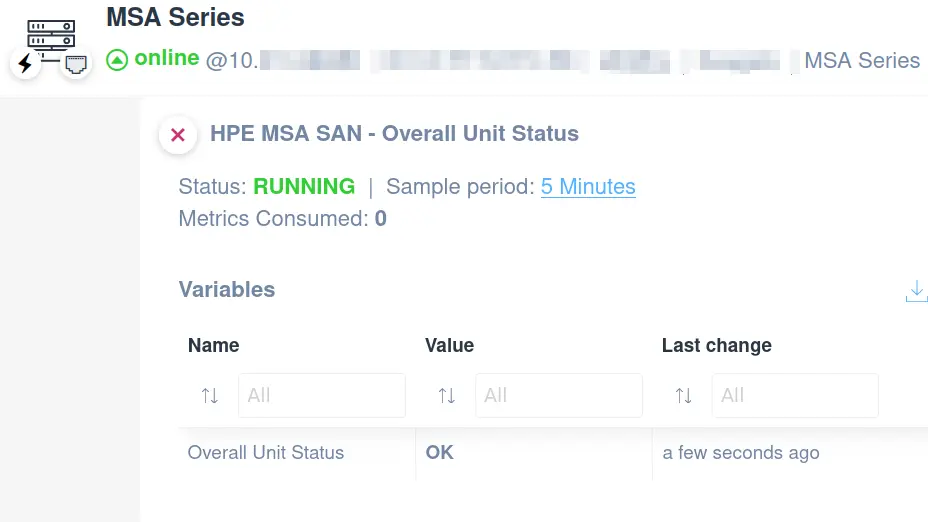 HPE MSA SAN Overall Unit Status